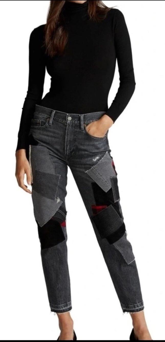 NEW Polo Ralph Lauren Women’s 28 The Avery Boyfriend Patchwork Jeans $298